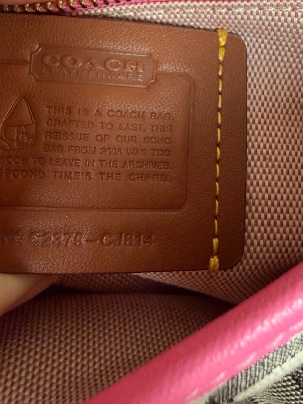 Coach SoHo Flap Bag in Signature Jaquard Pink Leather New CJ814 - Picture 9 of 9